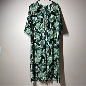 Rachel Zoe Palm Print Kimono Duster Cardigan size OS